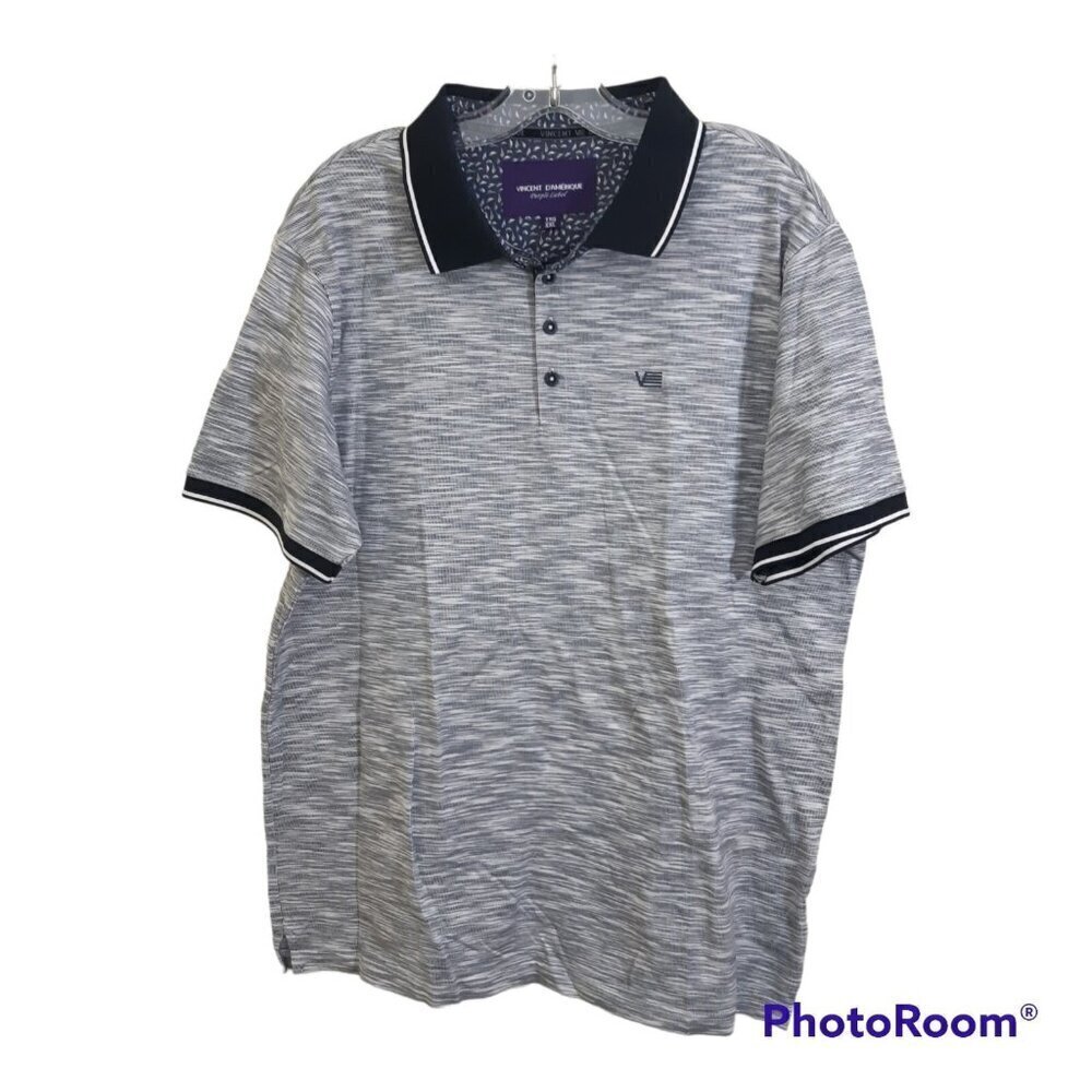Vincent DAmerique Polo Shirt Mens XXL Gray Heathered Cotton Georges St-Pierre